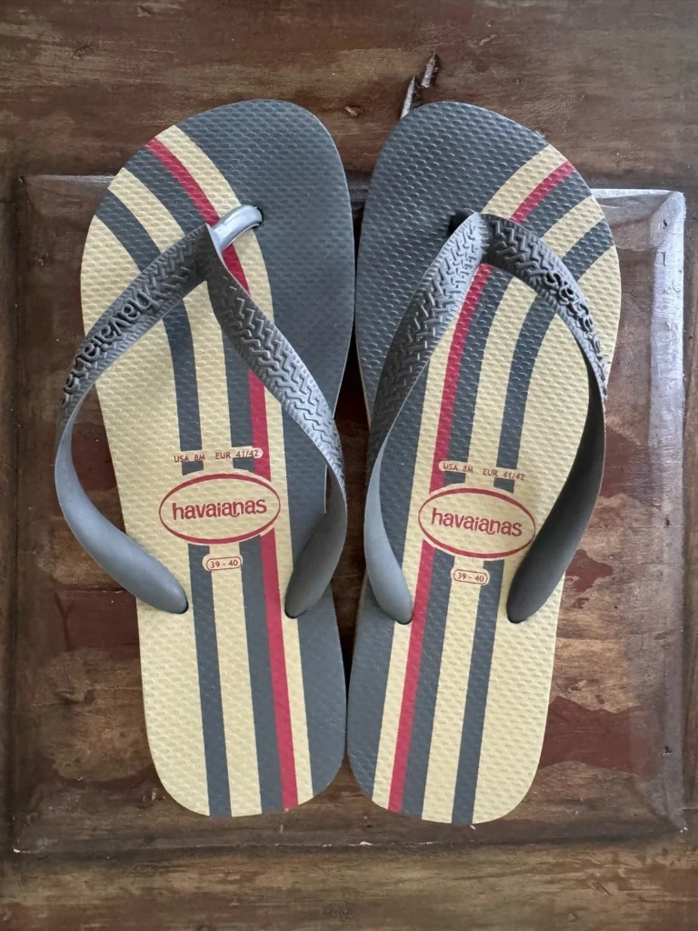 Havaianas Top Nautical grey‎ red rubber flip flops unisex men’s size 8